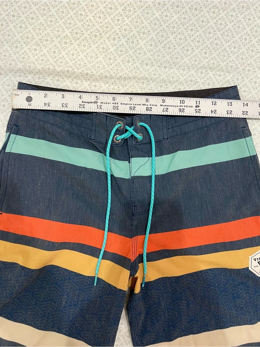 Vissla Boardshorts Men’s Size 27 Striped Upcycled Coconut Poly Swim Trunks